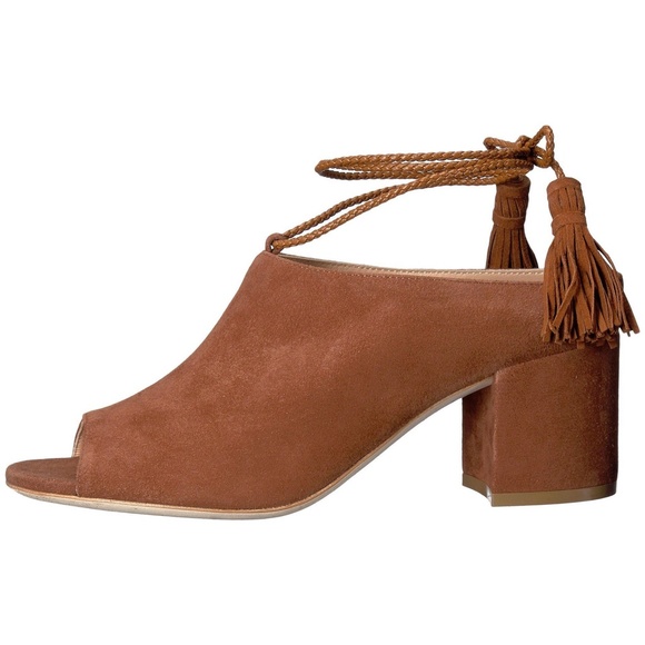Racine Carree Abir Deer Brown Suede Leather Block Heel Sandal - Made in Italy 39 - Picture 1 of 12